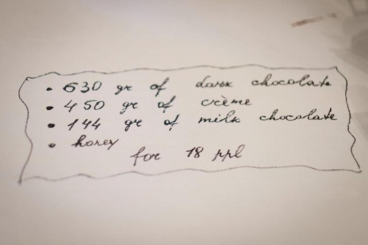 un pezzo di carta con una scritta su un muro