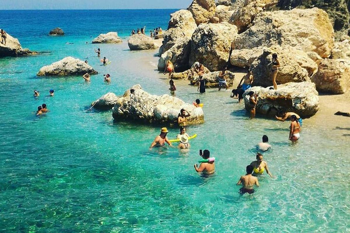 un gruppo di persone in acqua su una spiaggia
