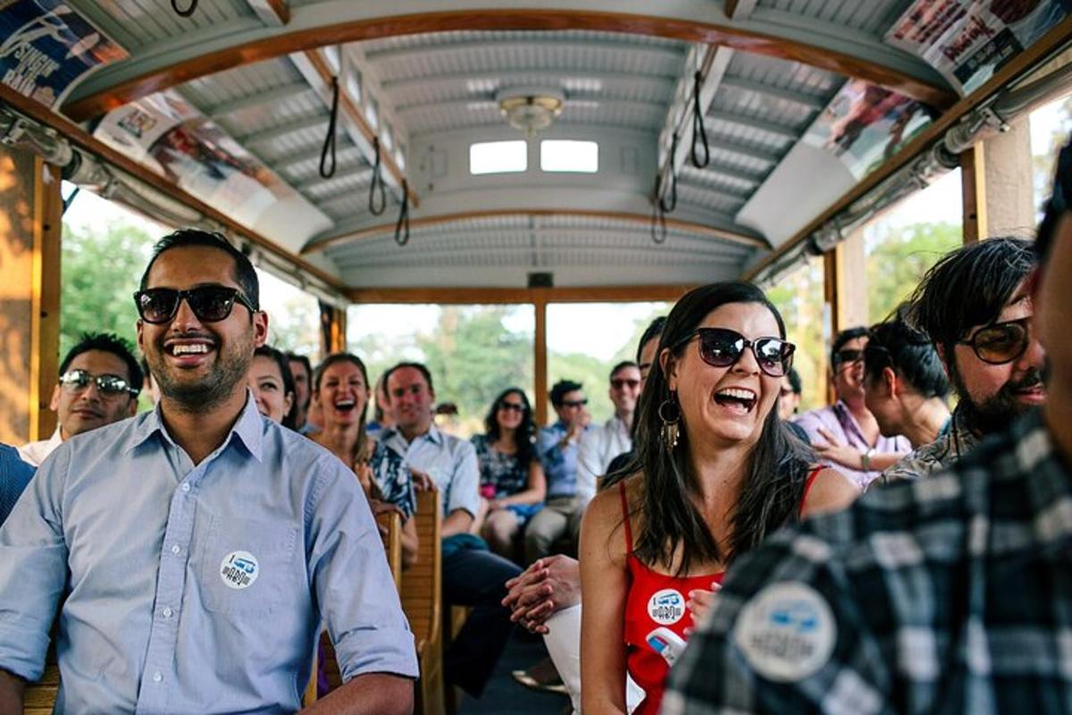 a group of people riding on a train