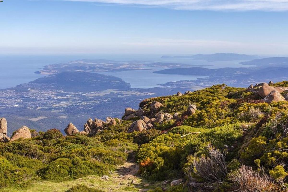 una vista dell'oceano dalla cima di una montagna