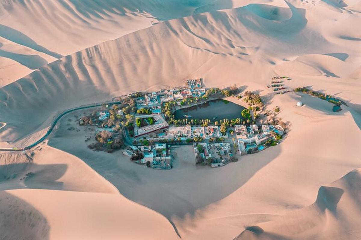 una vista aerea di un resort nel deserto