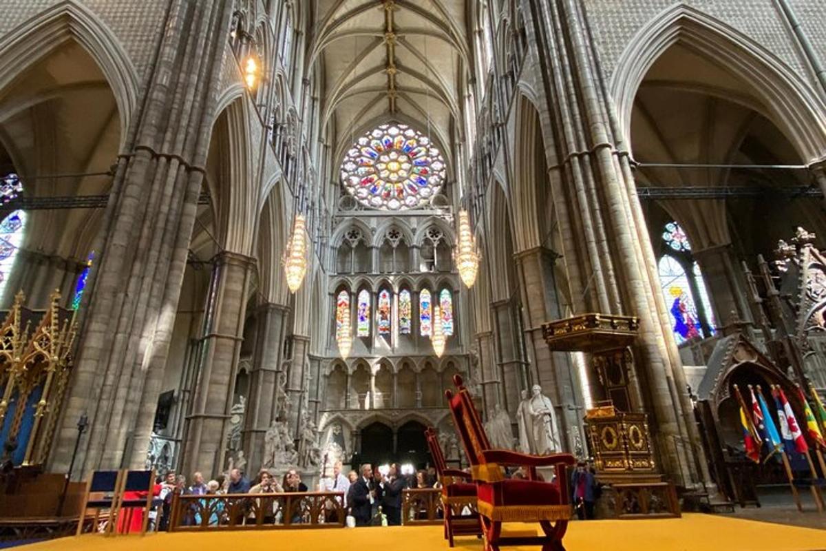 a church with a chair in the middle of it