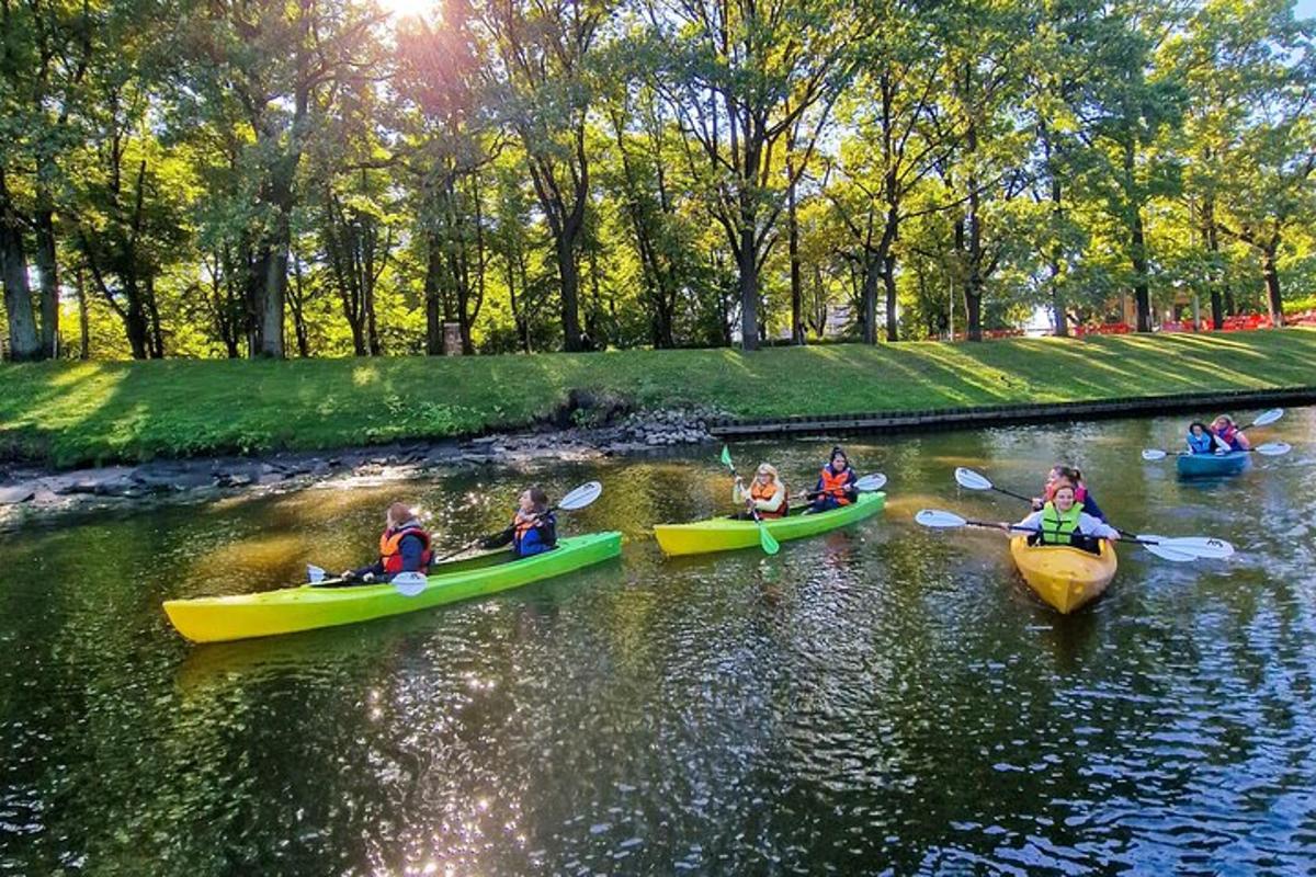 un gruppo di persone in kayak su un fiume
