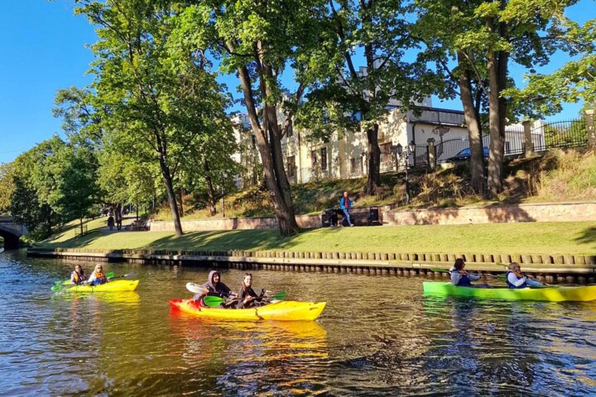 un gruppo di persone che navigano in kayak su un fiume