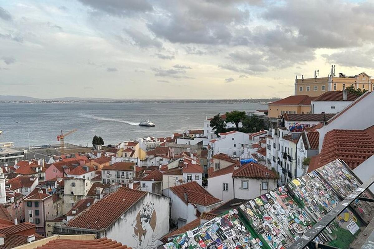 a view of a city with a boat in the water