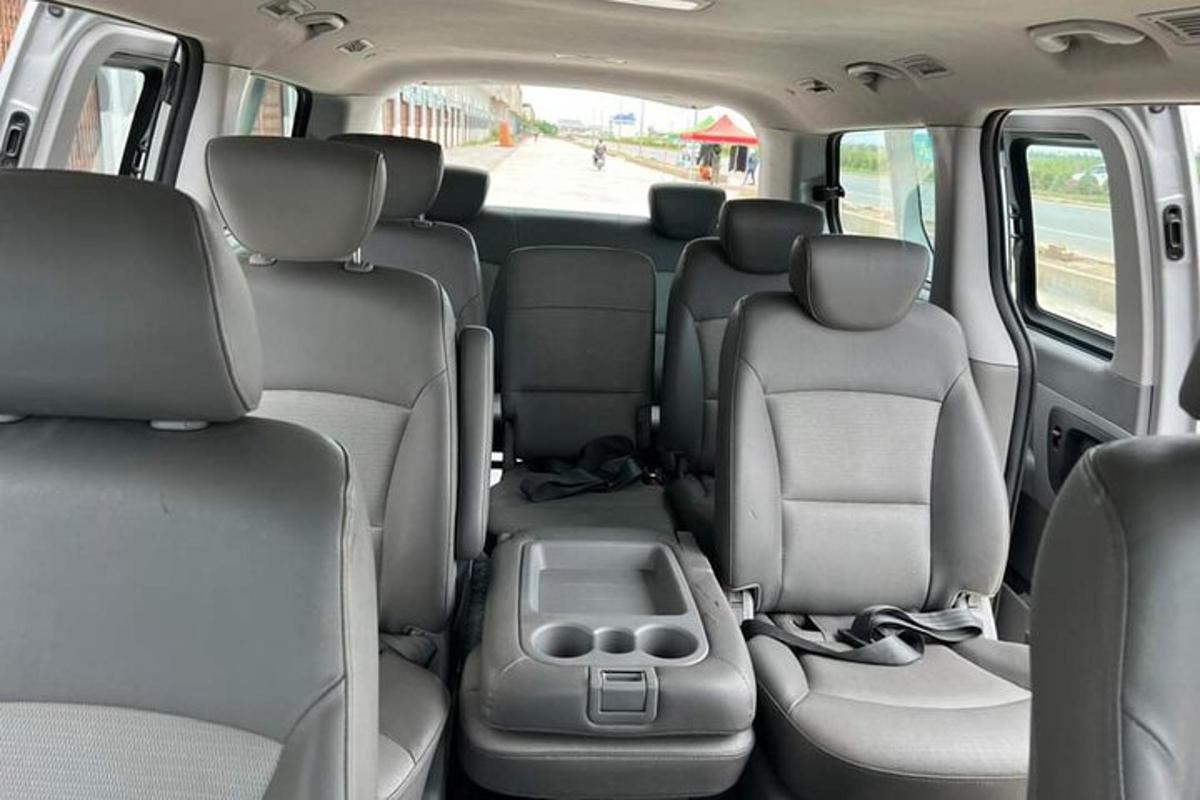 an interior view of the back seats of a van