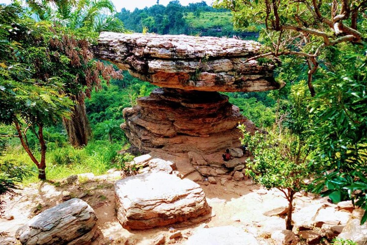 una formazione rocciosa nel mezzo di una foresta