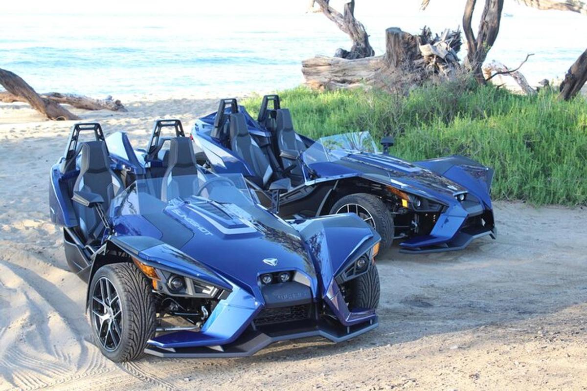 en gruppe på fire ATV-er parkert på stranden