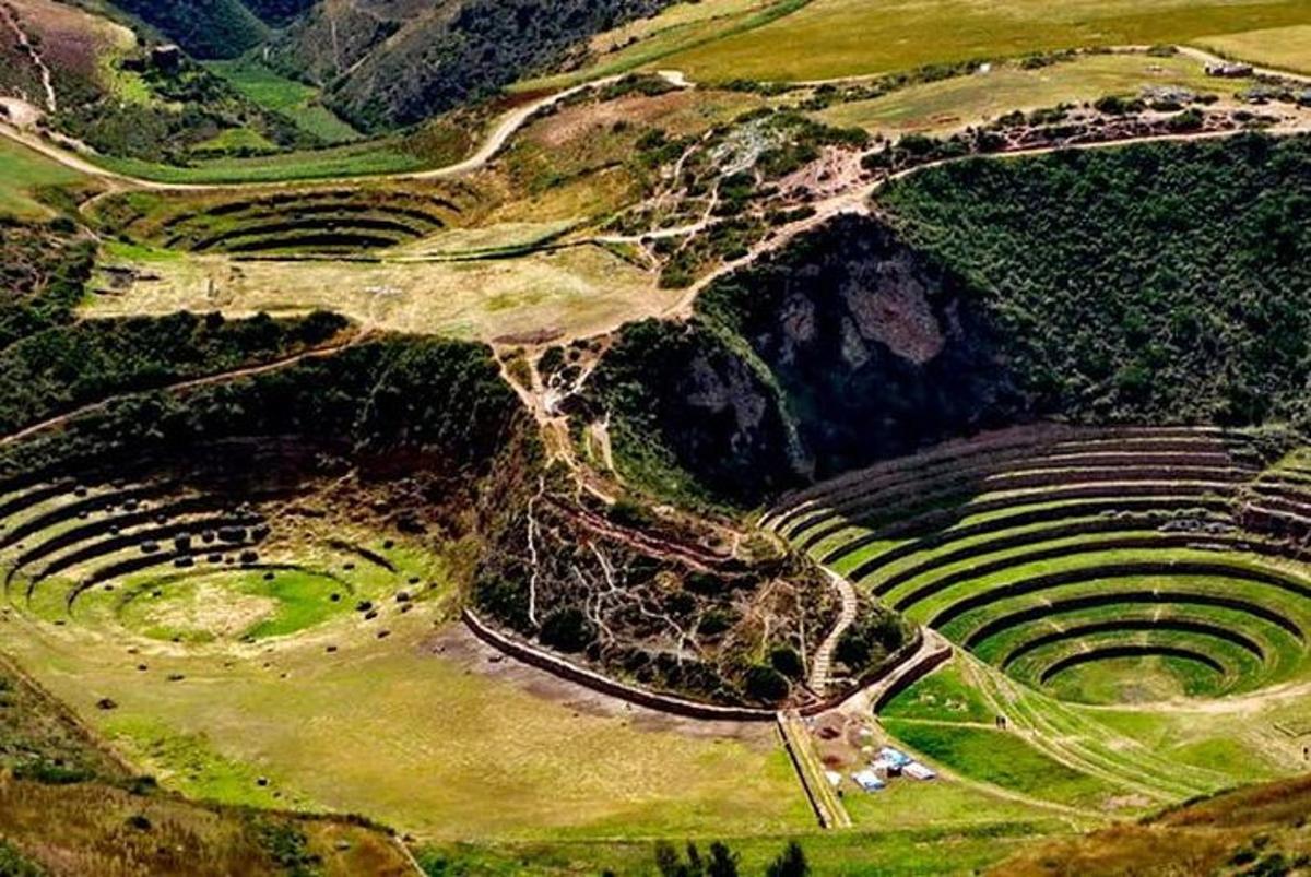 an aerial view of an amphitheater in a field