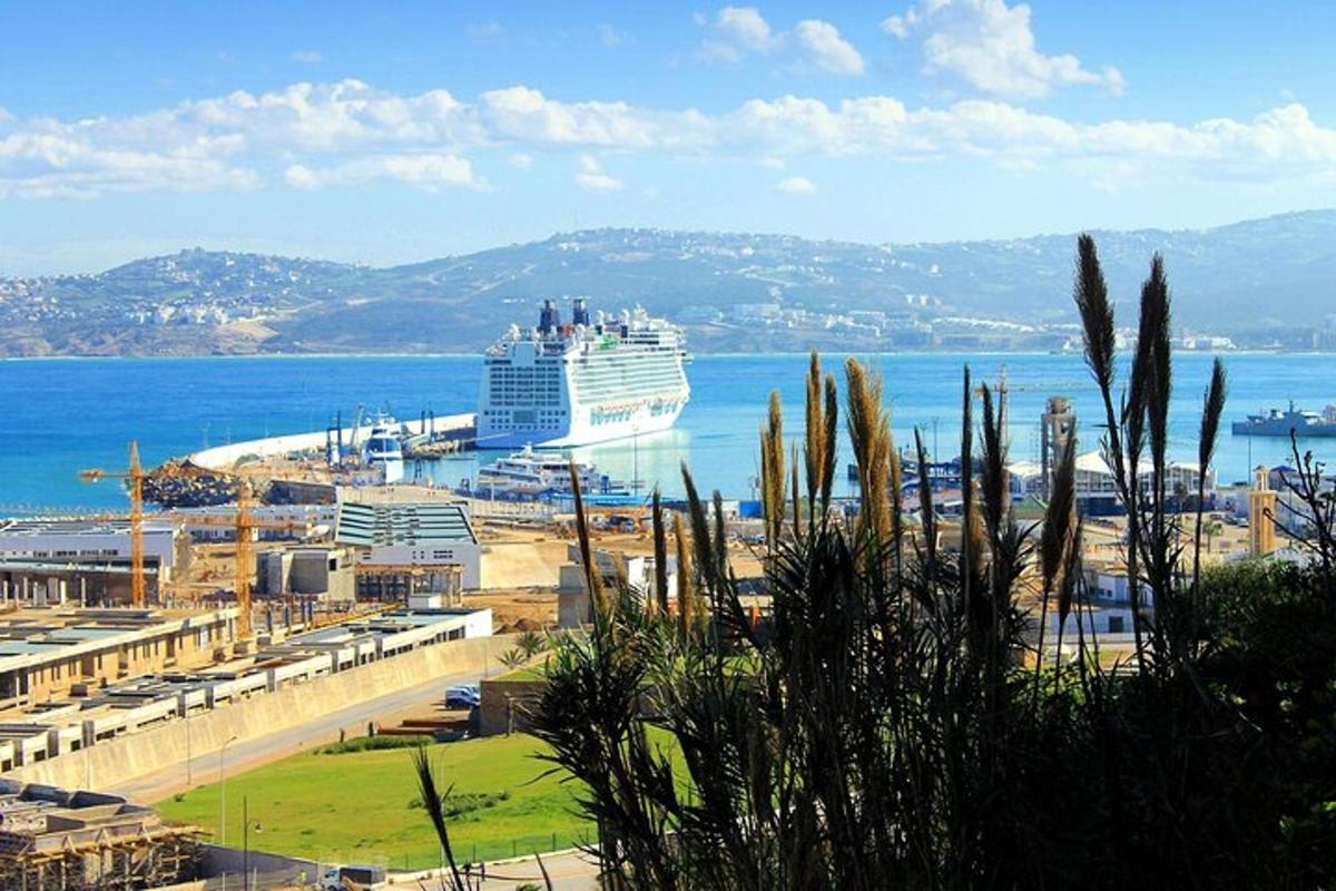 a cruise ship is docked at a beach