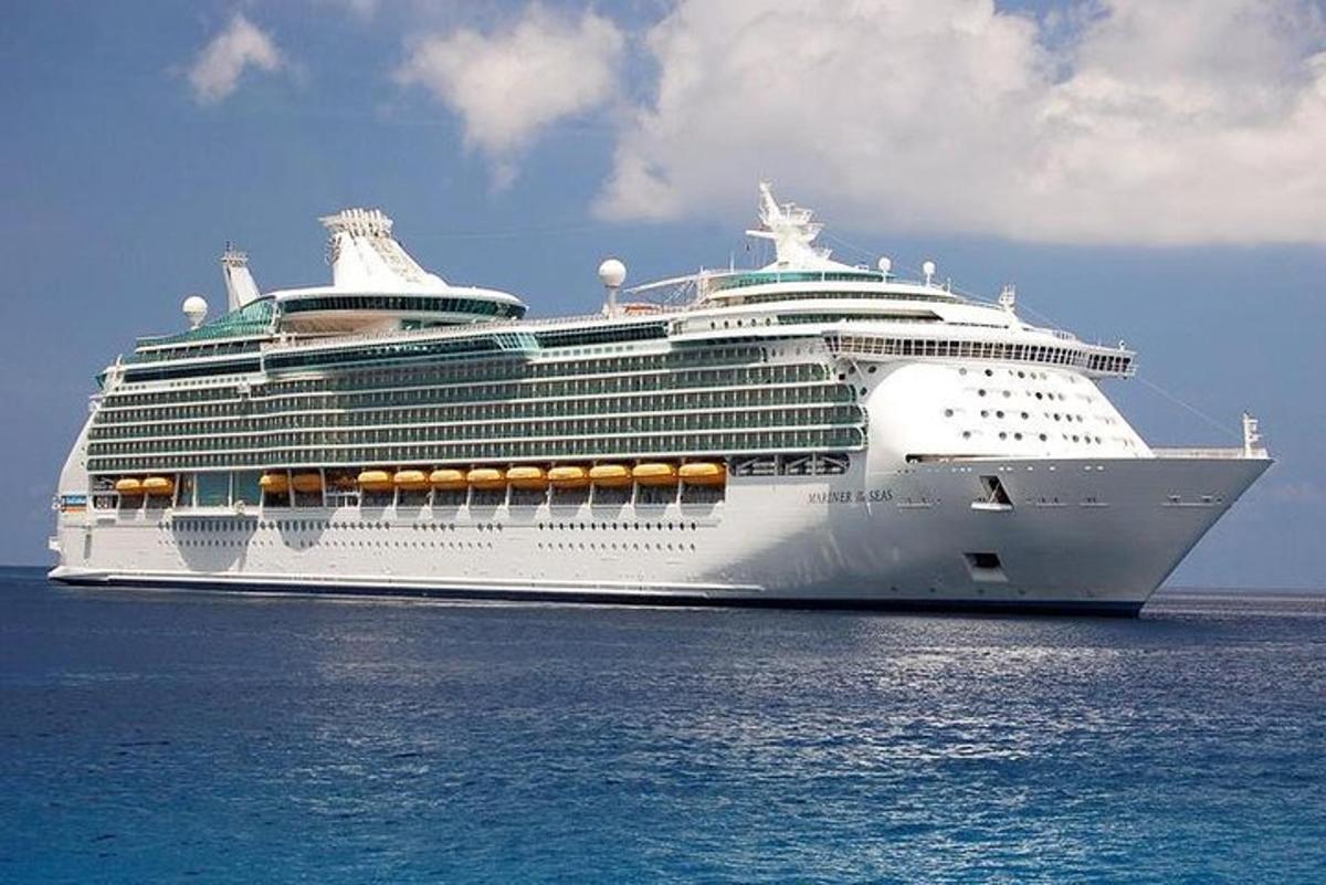 a large cruise ship sitting in the ocean