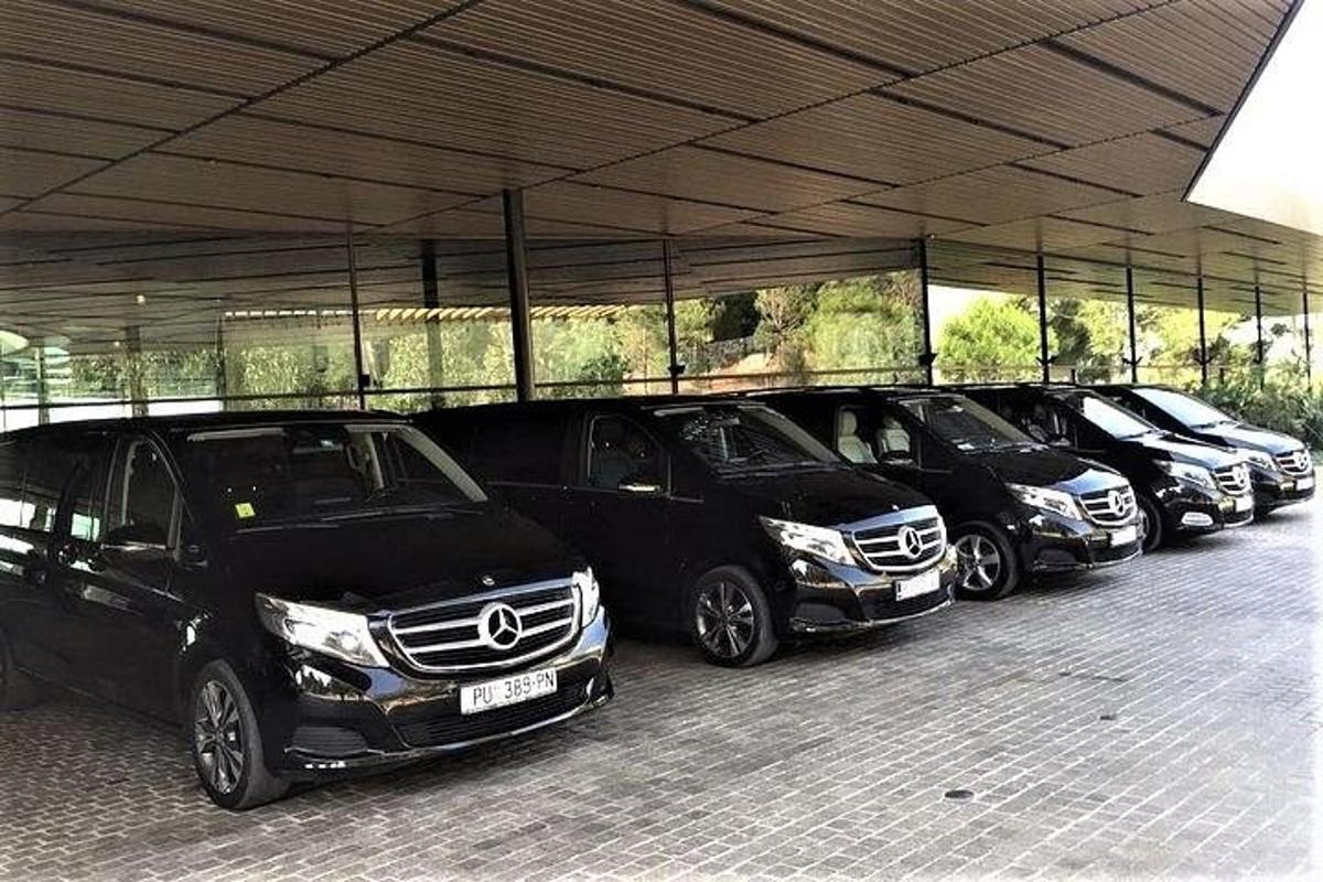 una fila di auto parcheggiate in un parcheggio