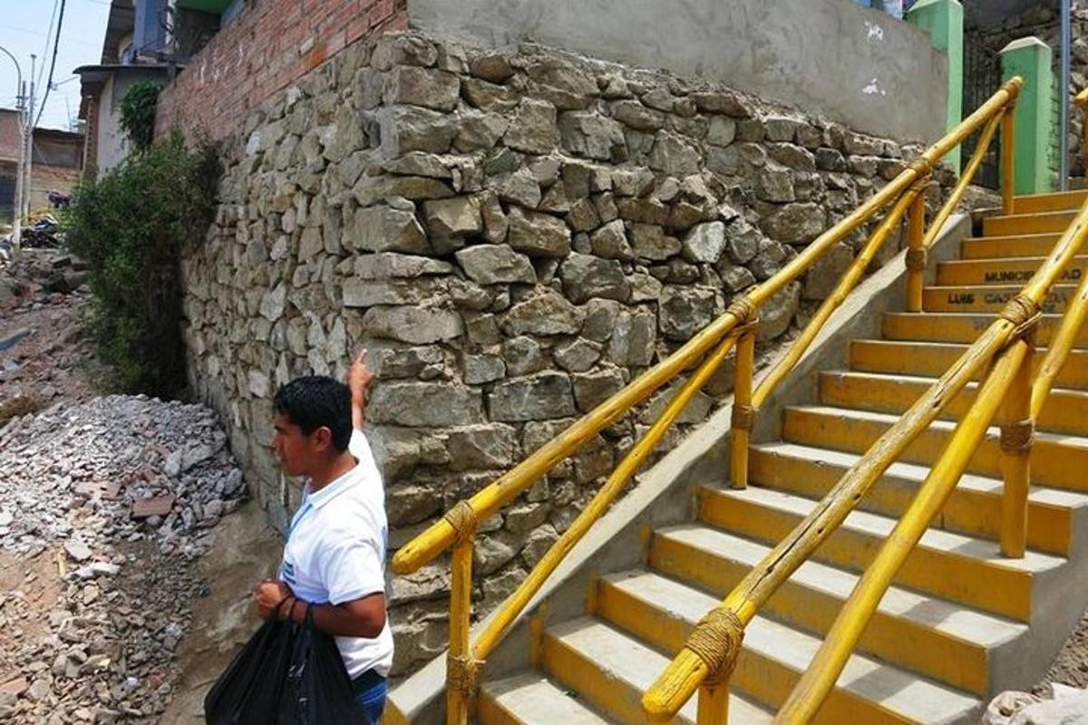 a man walking up a set of stairs