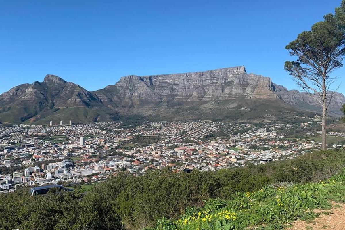 a view of cape town with table mountain in the background