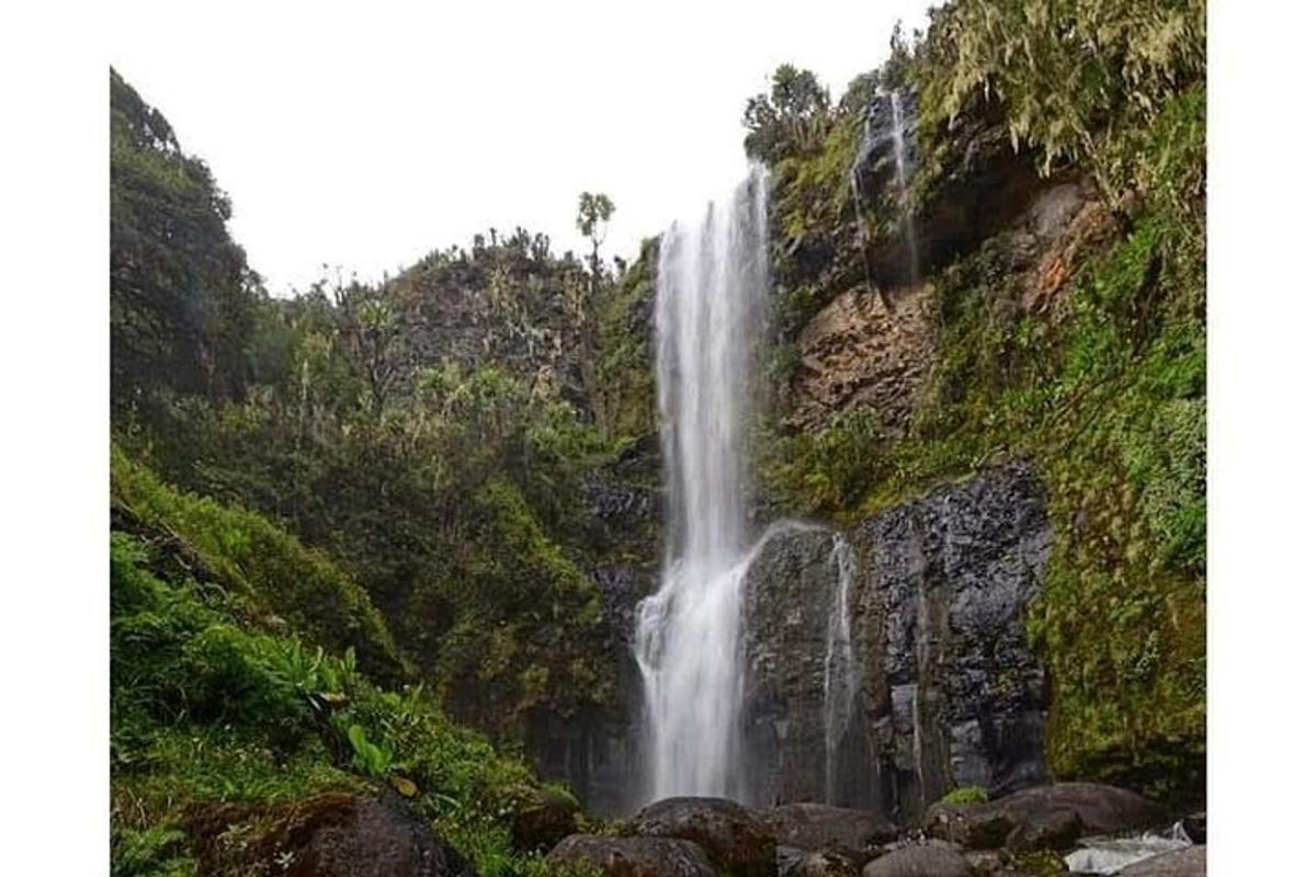 uma cachoeira na encosta de uma montanha