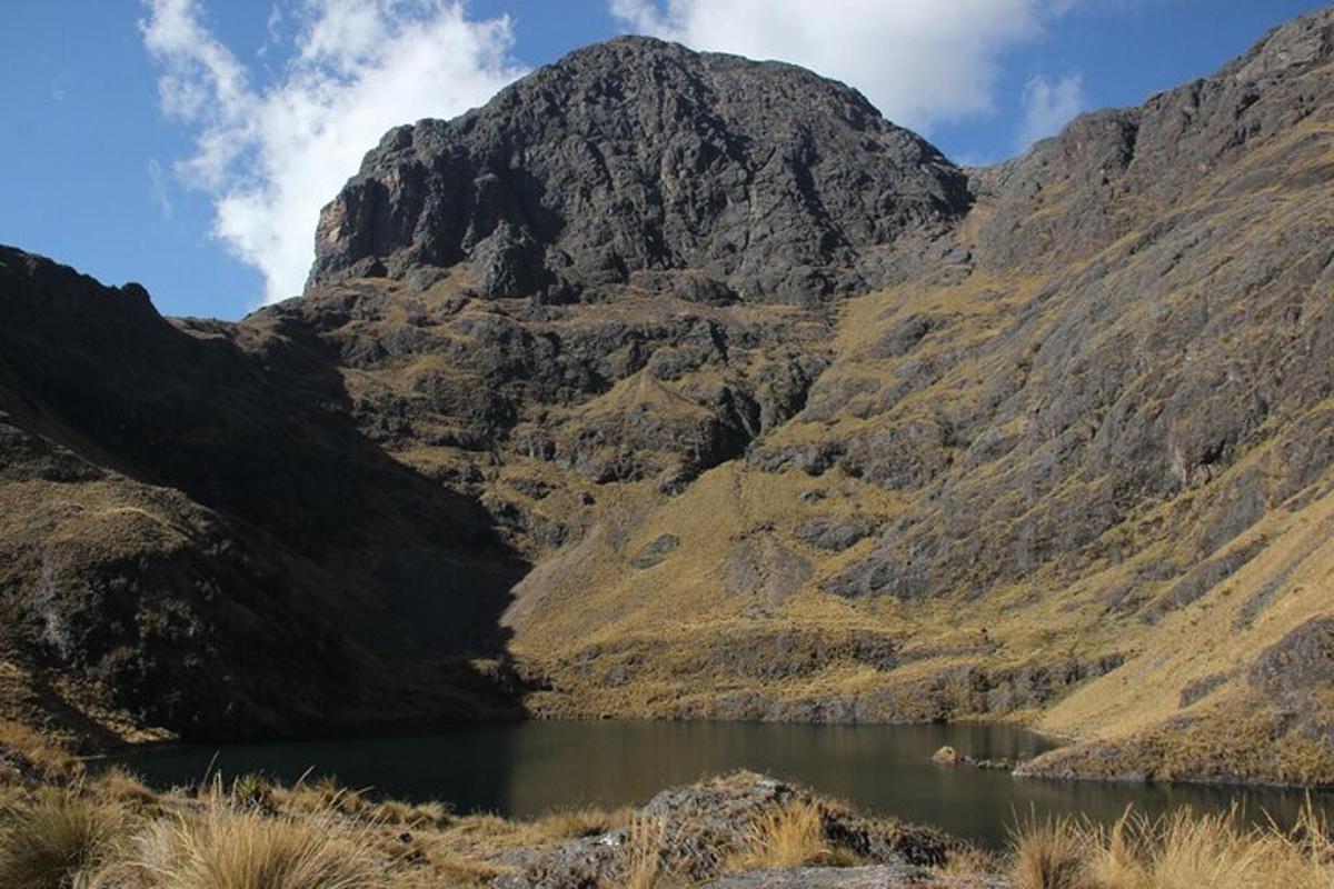 a mountain with a lake in front of it