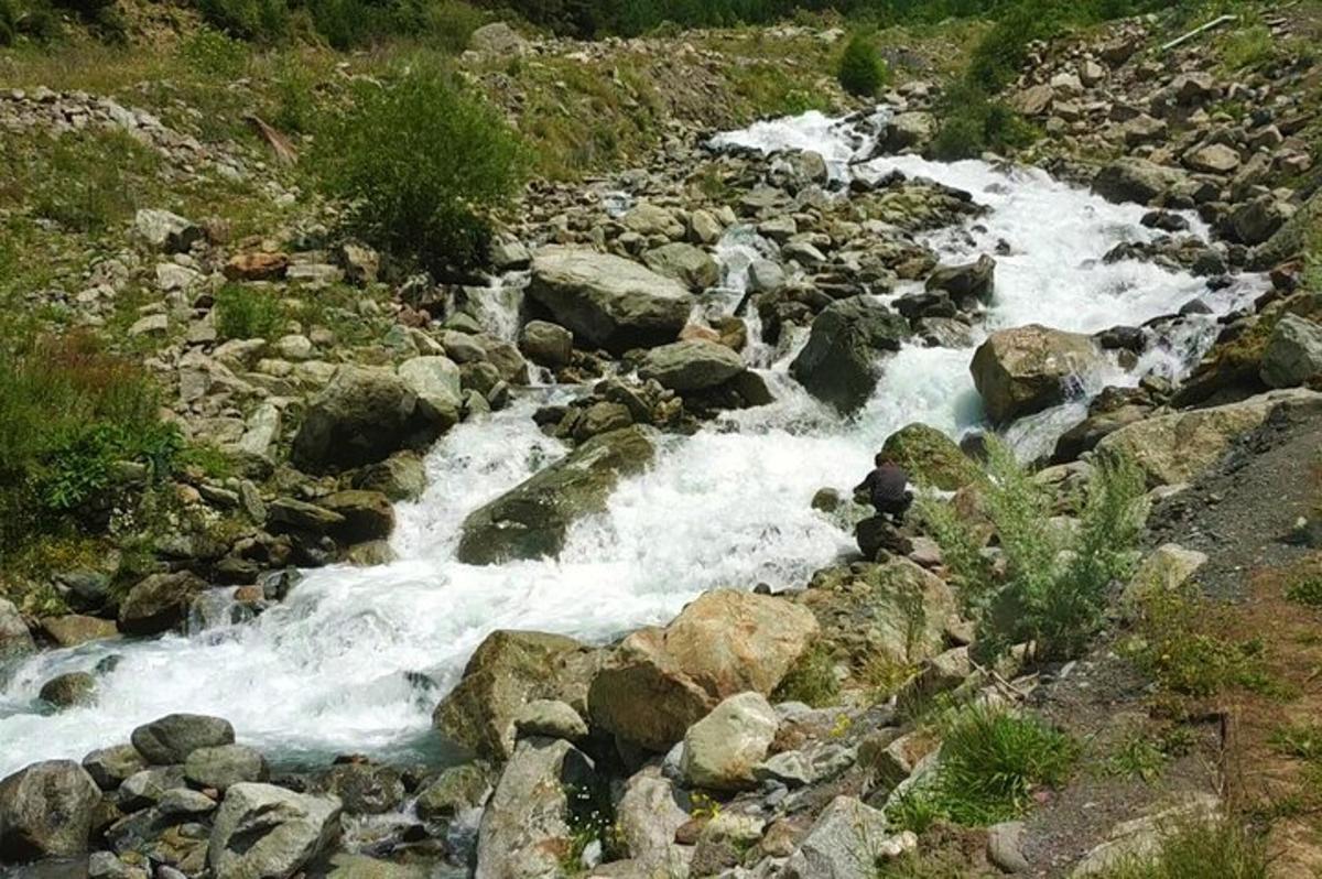 un corrent d'aigua ràpida en una muntanya rocosa