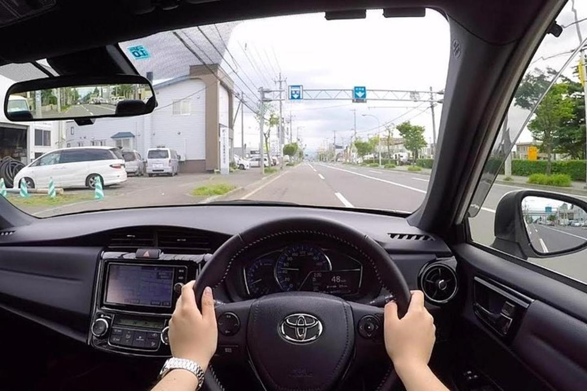 žena řídící auto na semaforu