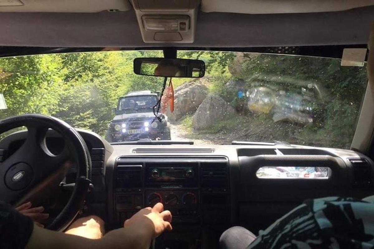una persona che guida un'auto su una strada