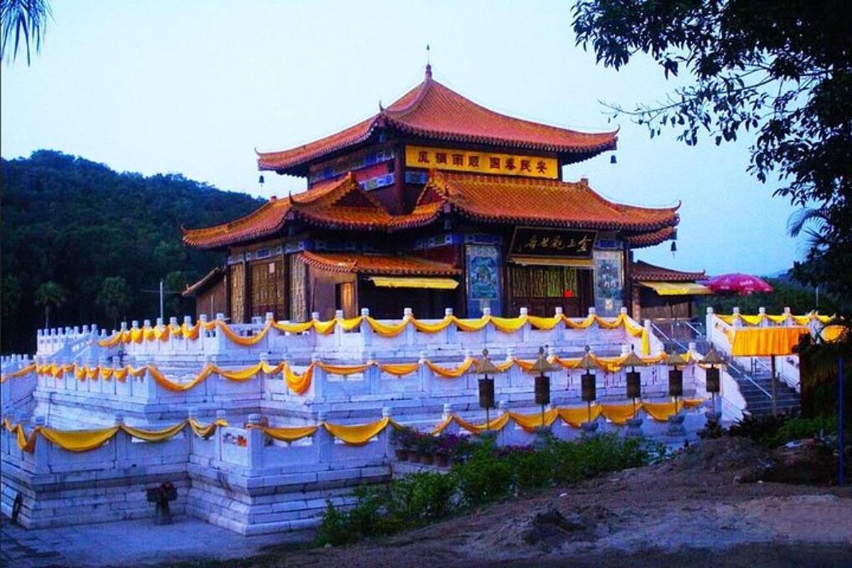 a large building with a chinese building