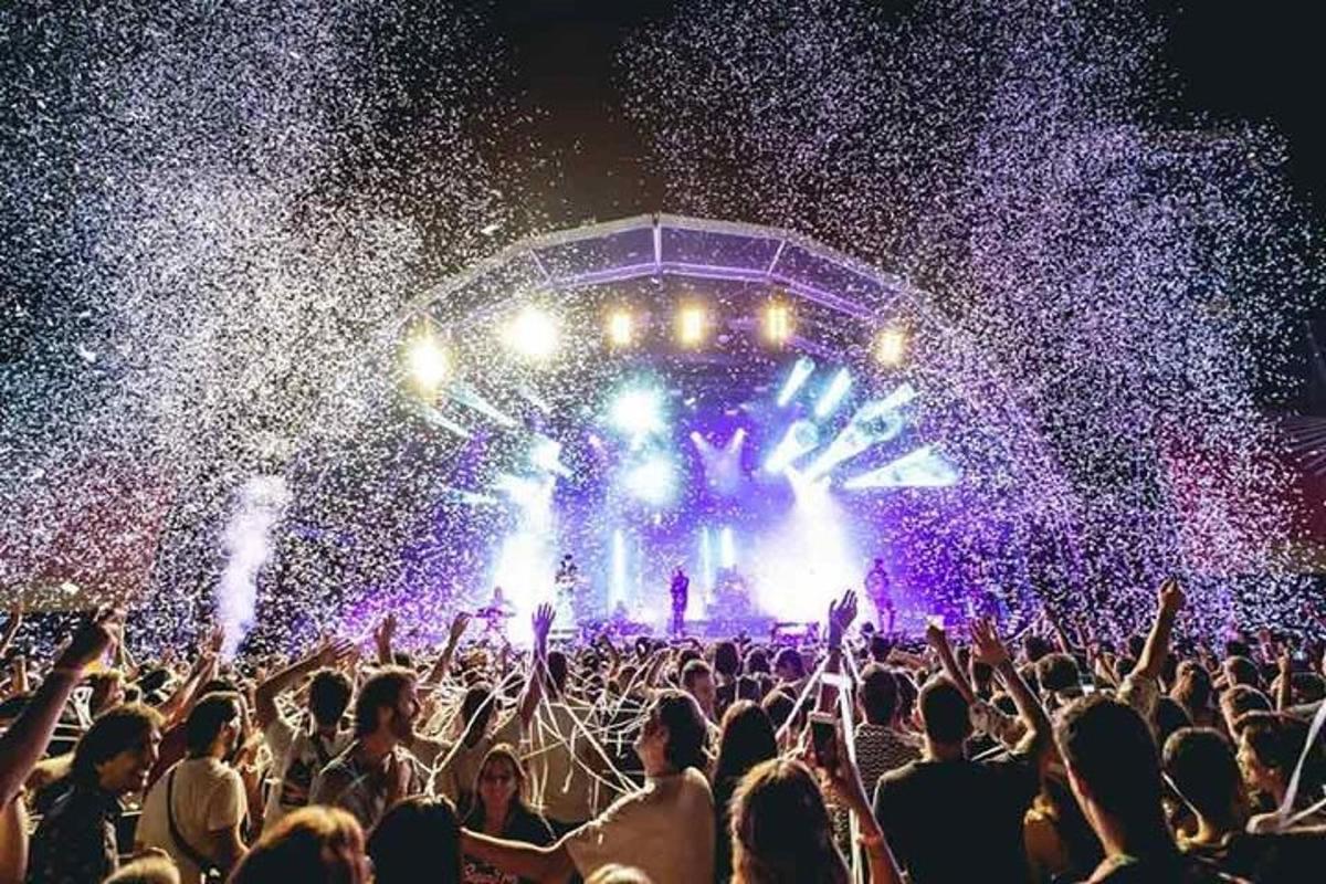 una multitud de gent davant d'un concert