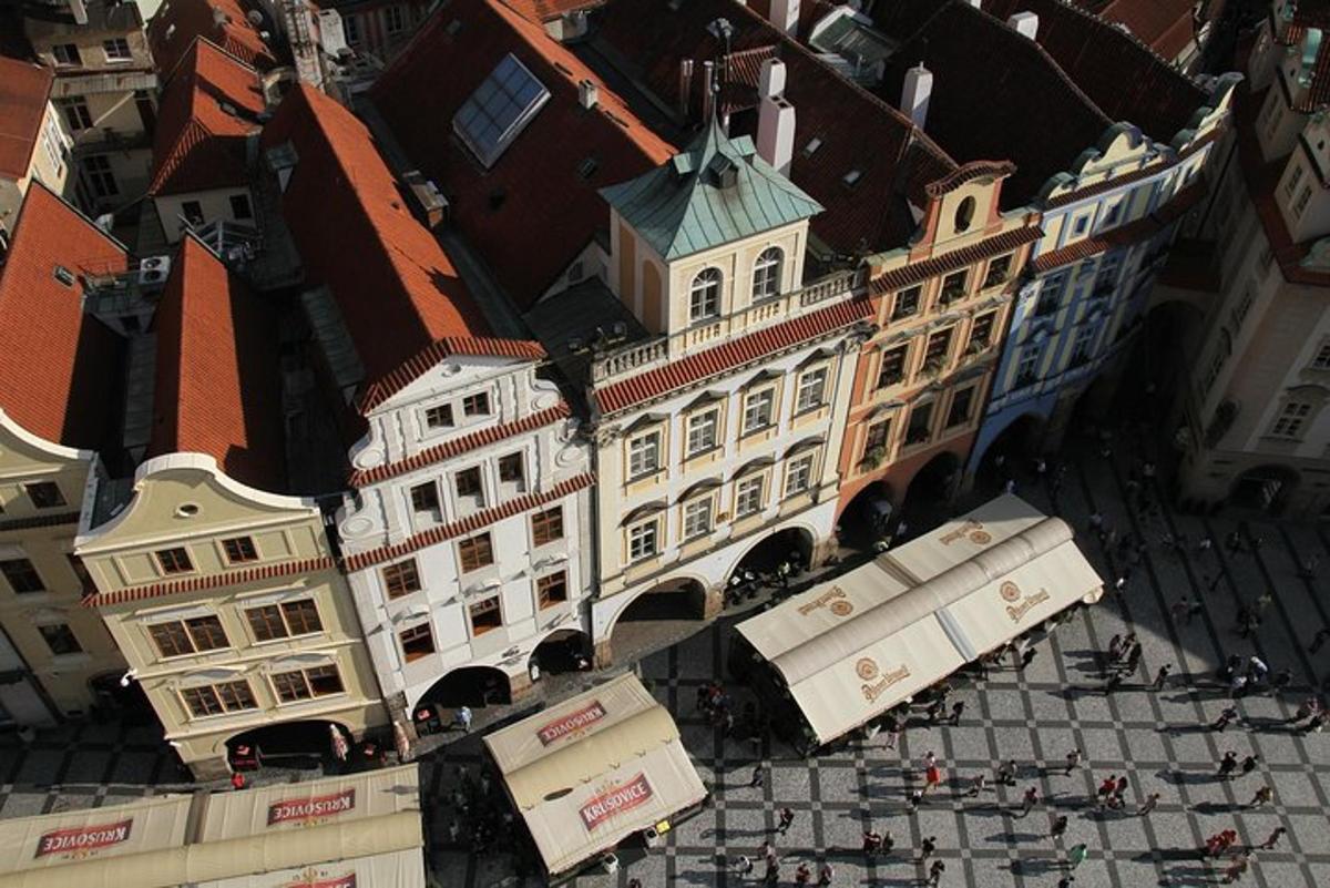 an overhead view of a large building in a city