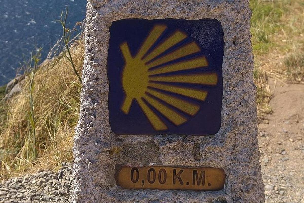 znak z obrazkiem ryby na skale