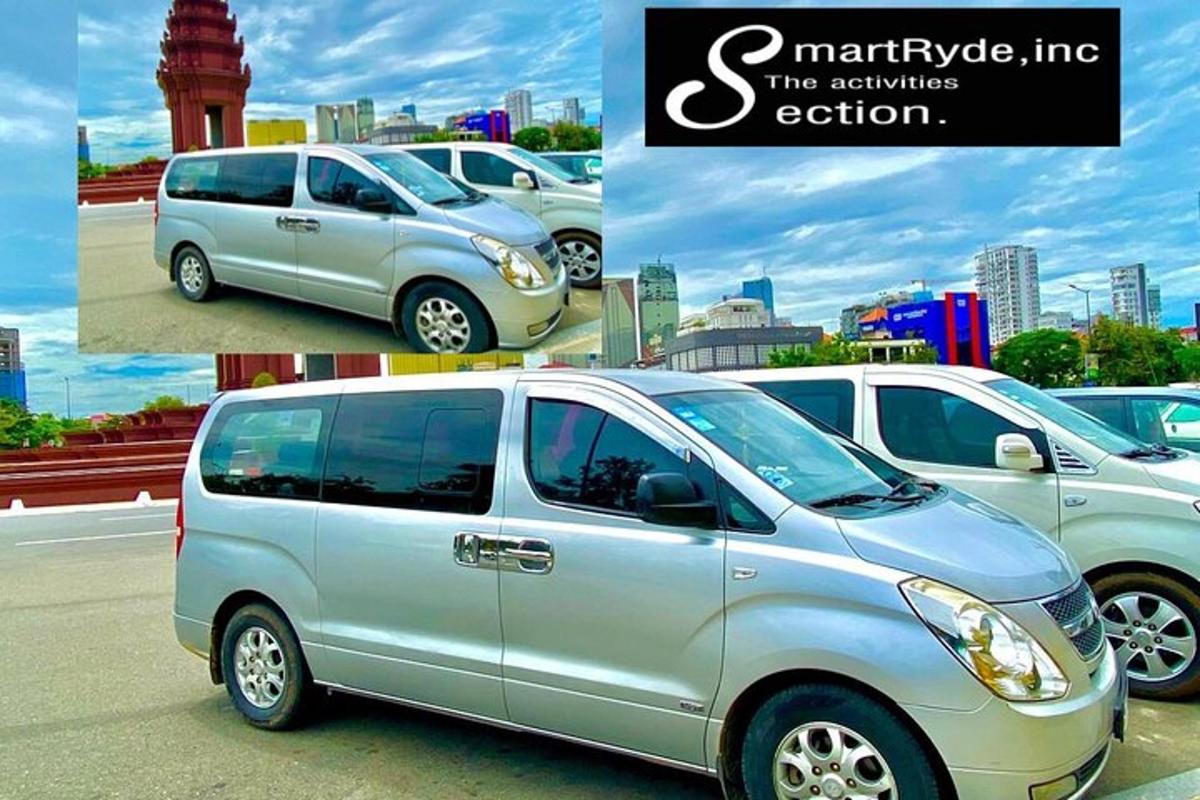 un collage de fotos d'una minivan platejada