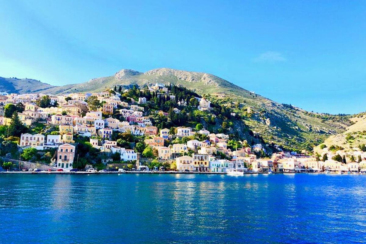 a town on the shore of a large body of water