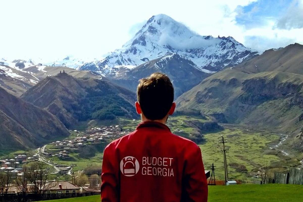 un ragazzino sta guardando una catena montuosa