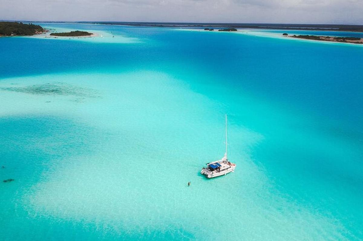 a boat in the middle of a large body of water