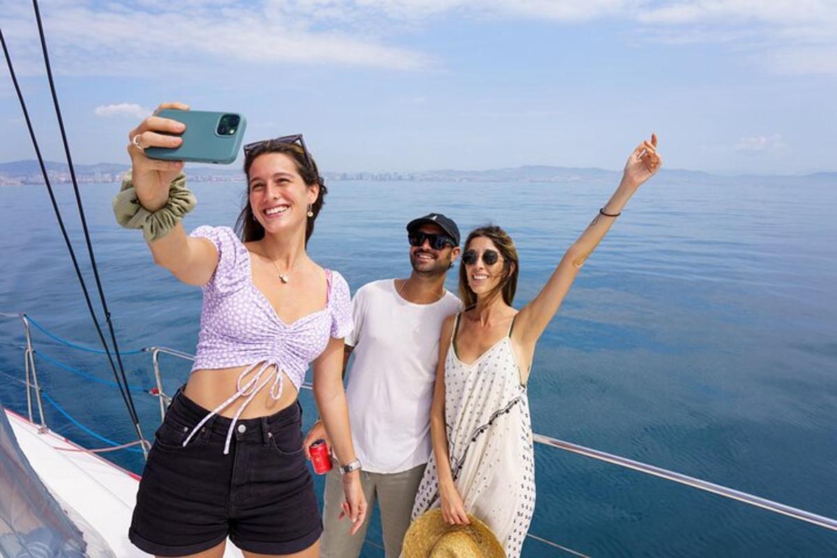 a group of people on a boat in the water