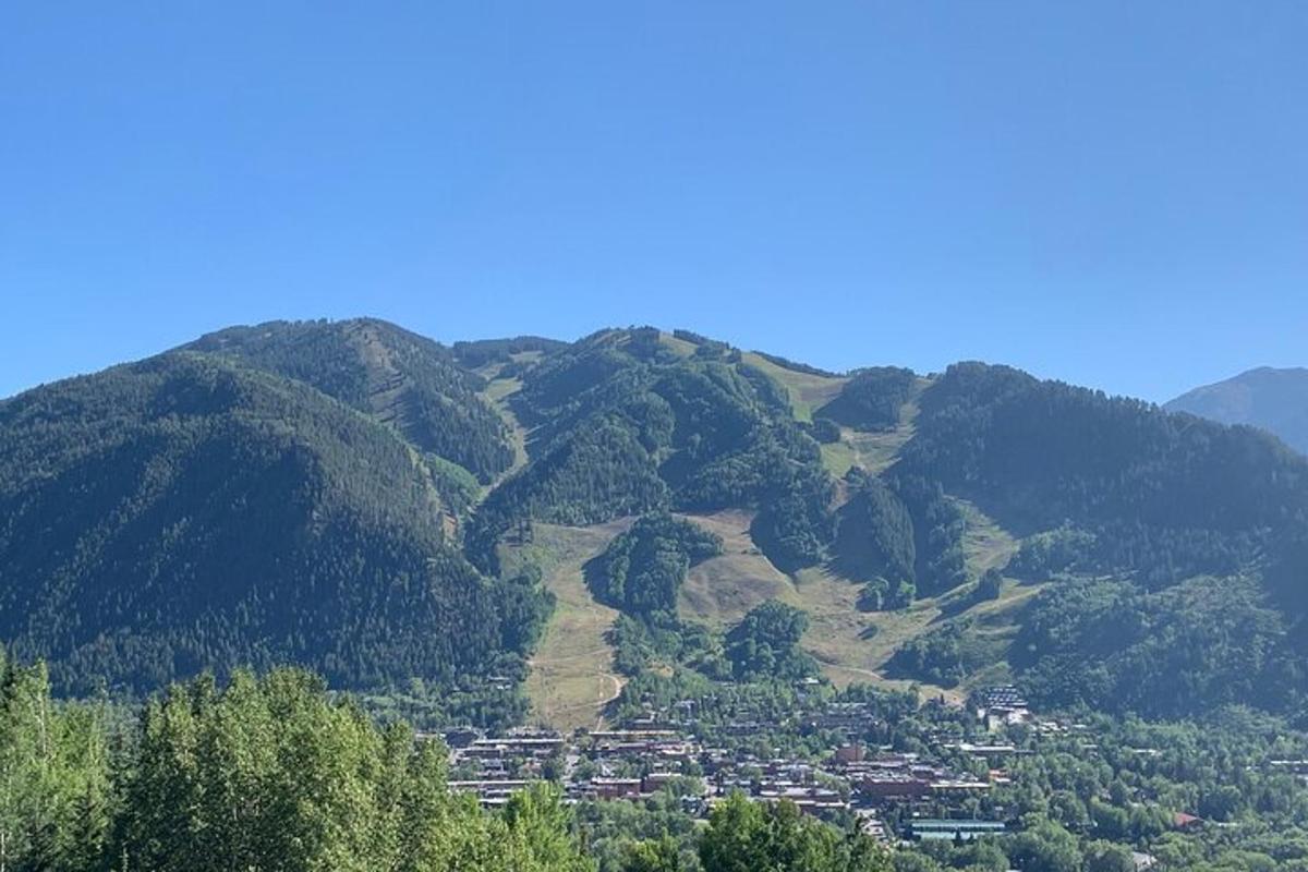 a mountain with a town in the middle of it