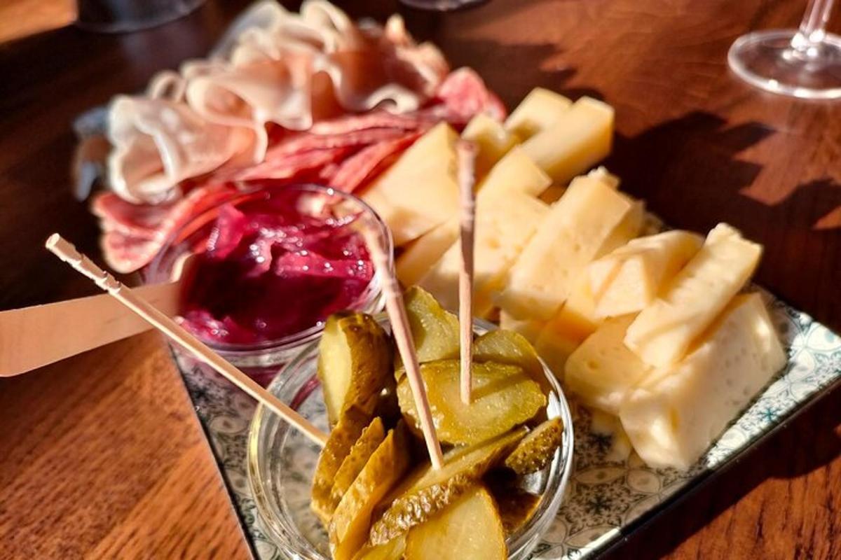 a tray of different types of food on a table