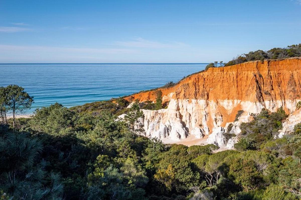 a cliff next to the ocean with a beach