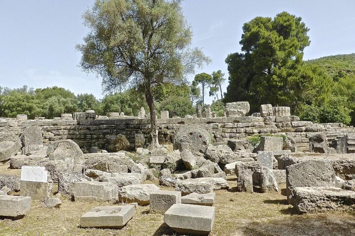 ένας σωρός από πέτρινα ερείπια με ένα δέντρο στη μέση