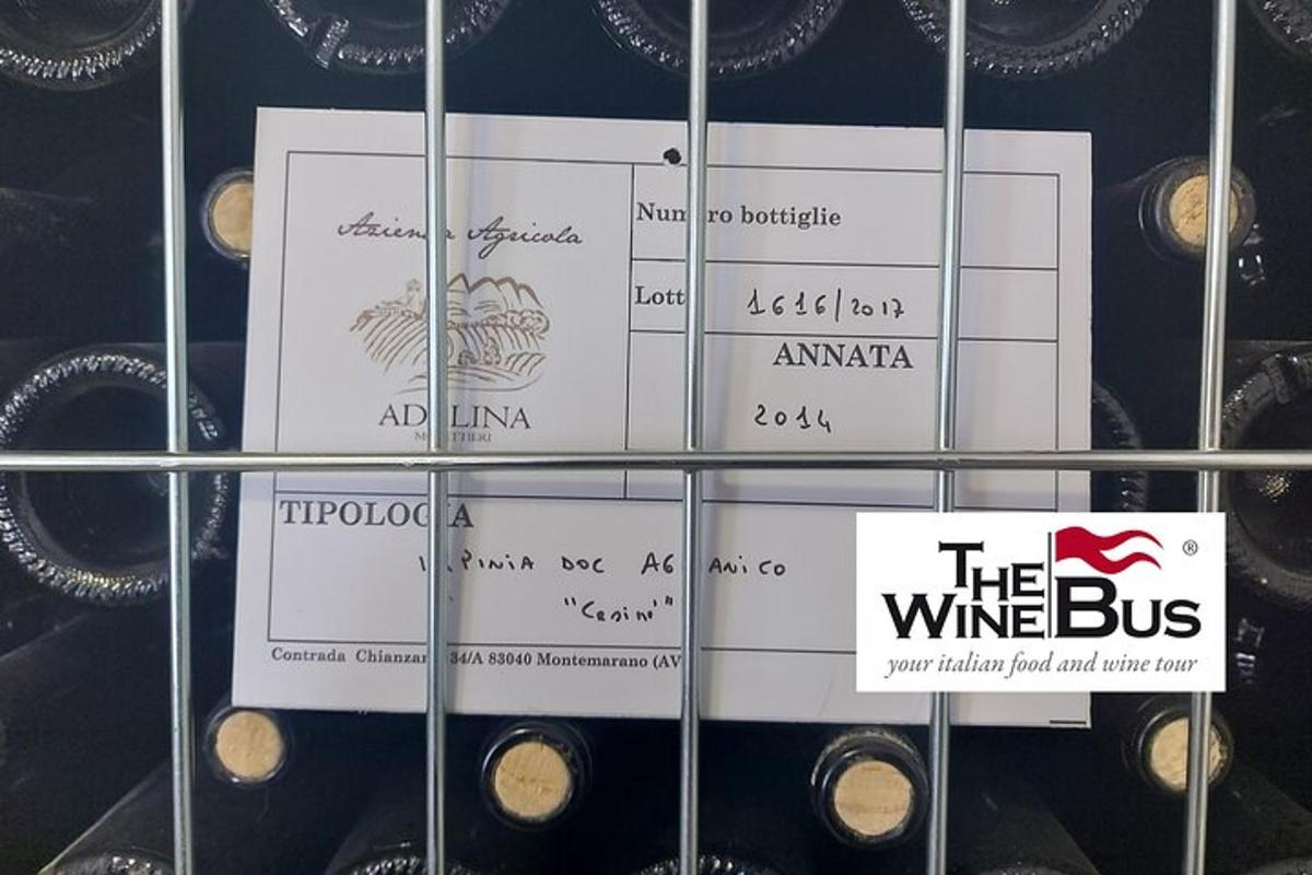a glass door with wine bottles and signs on it
