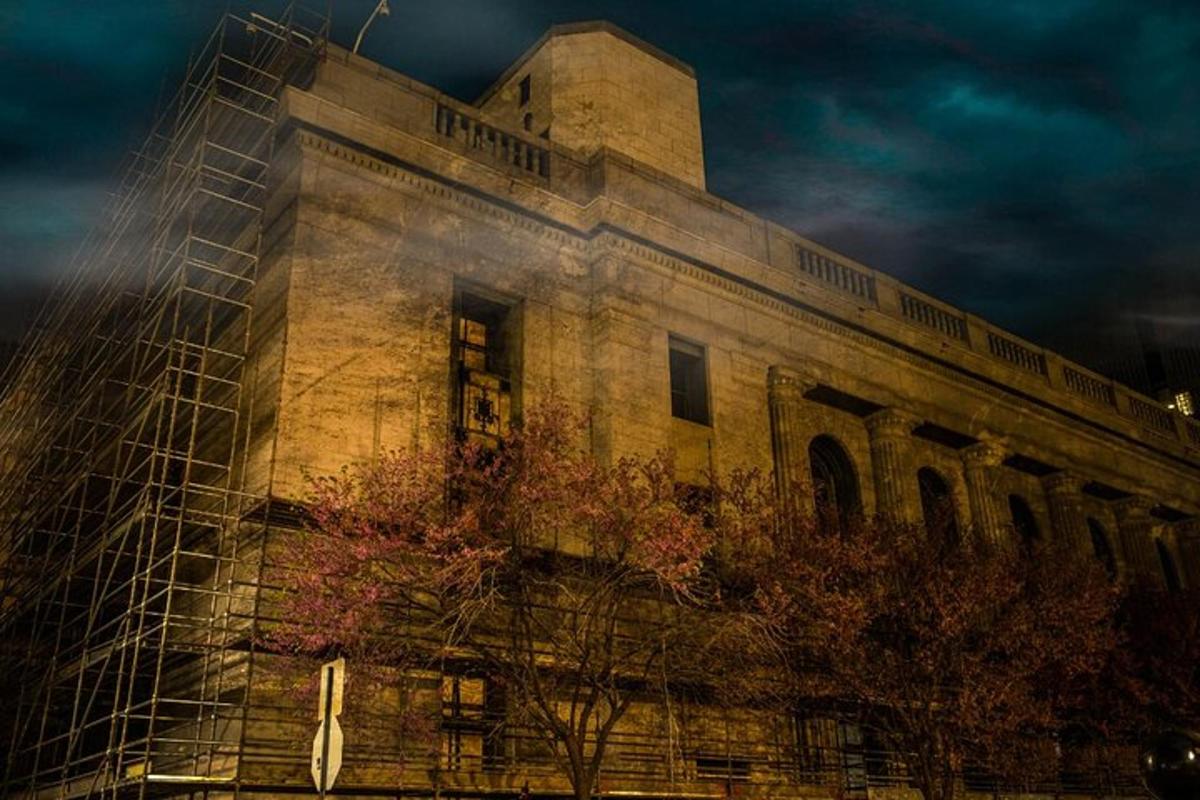 a large building with a scaffolding
