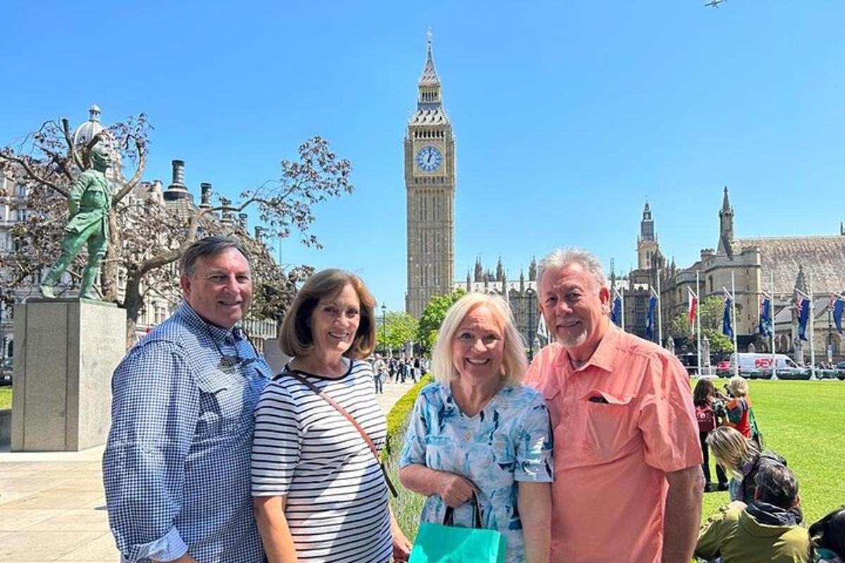 a group of people standing in front of big ben