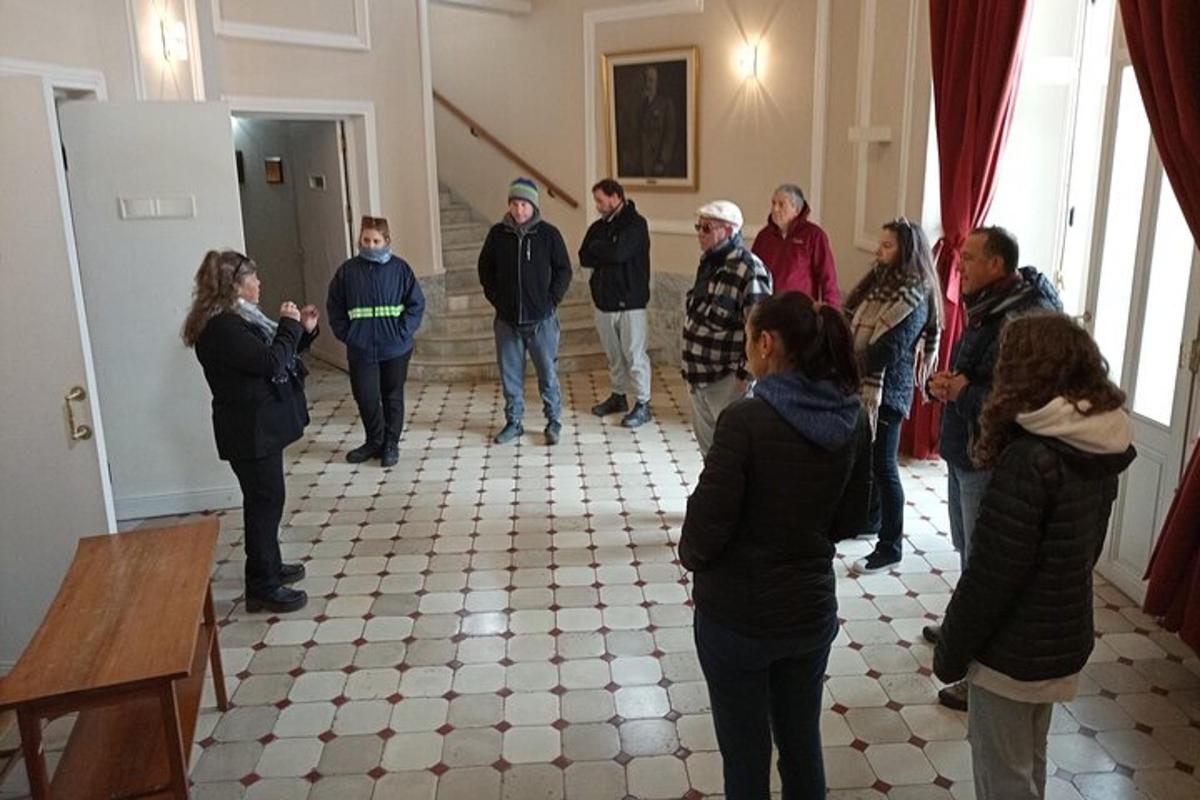 a group of people standing in a room