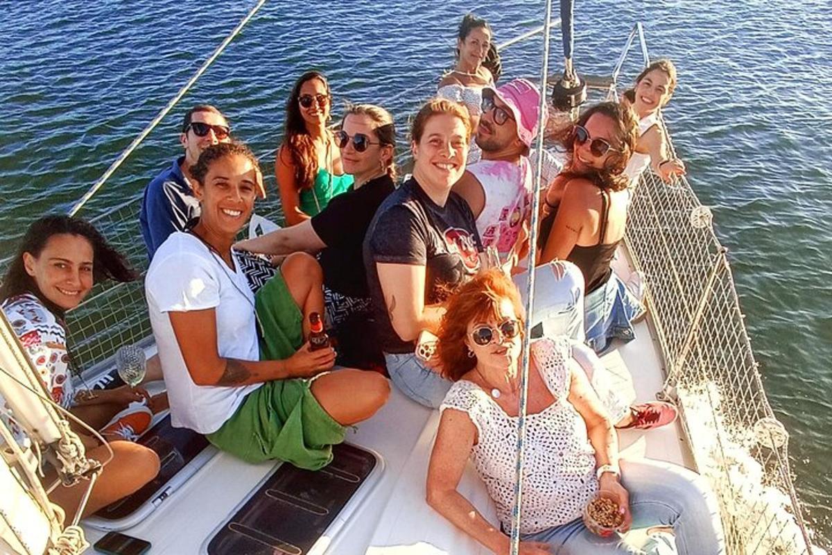a group of people on a boat in the water
