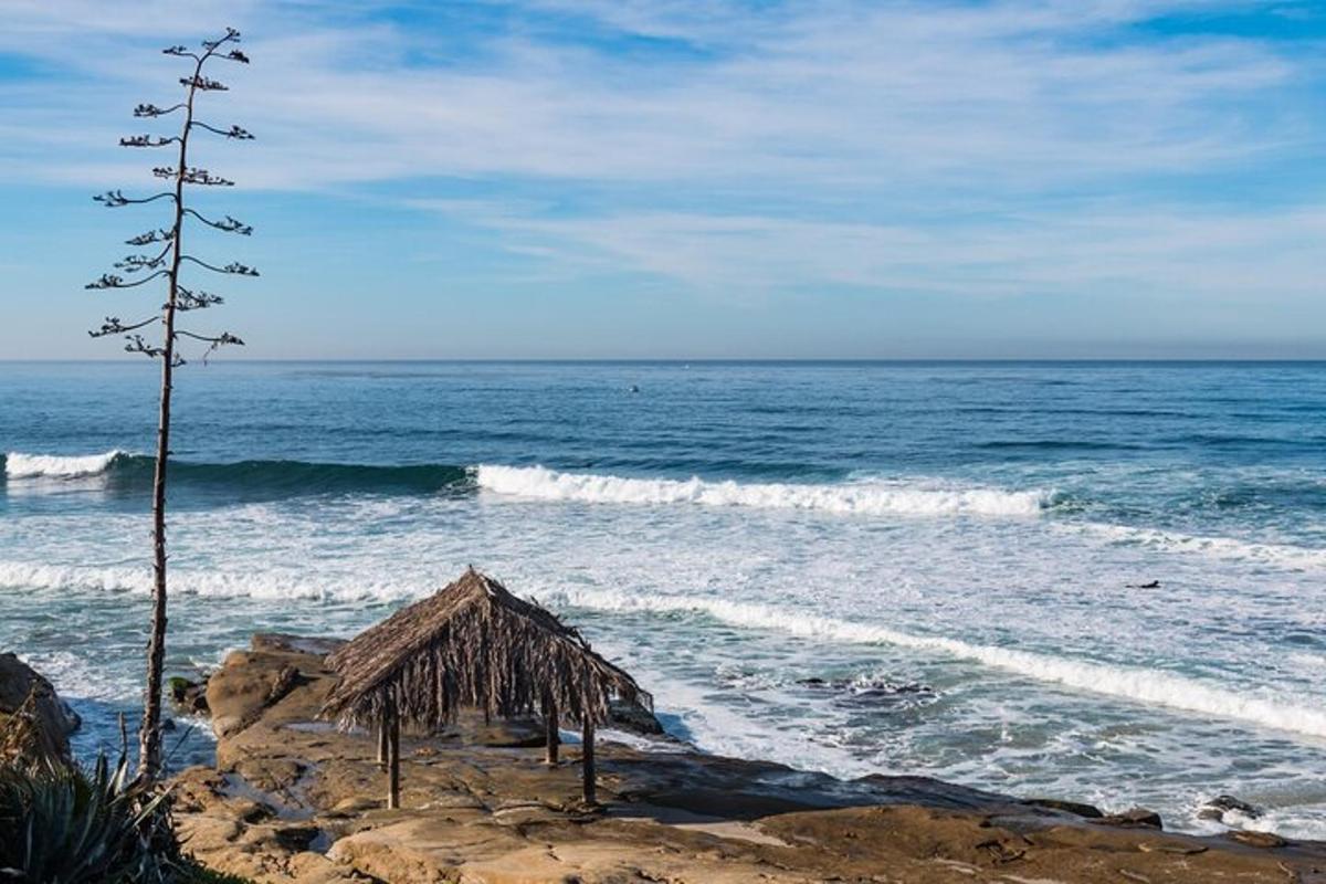 una cabana de palla a la platja a prop de l'oceà