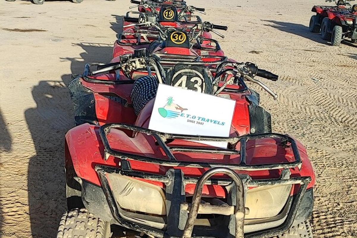 rad štvorkoliek zaparkovaných na pláži