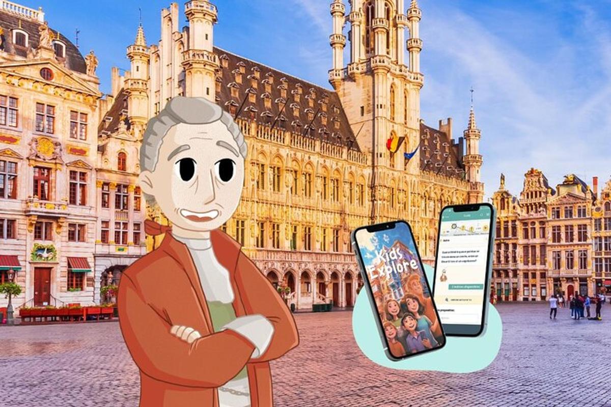 una caricatura d'un home dret al costat d'un telèfon mòbil