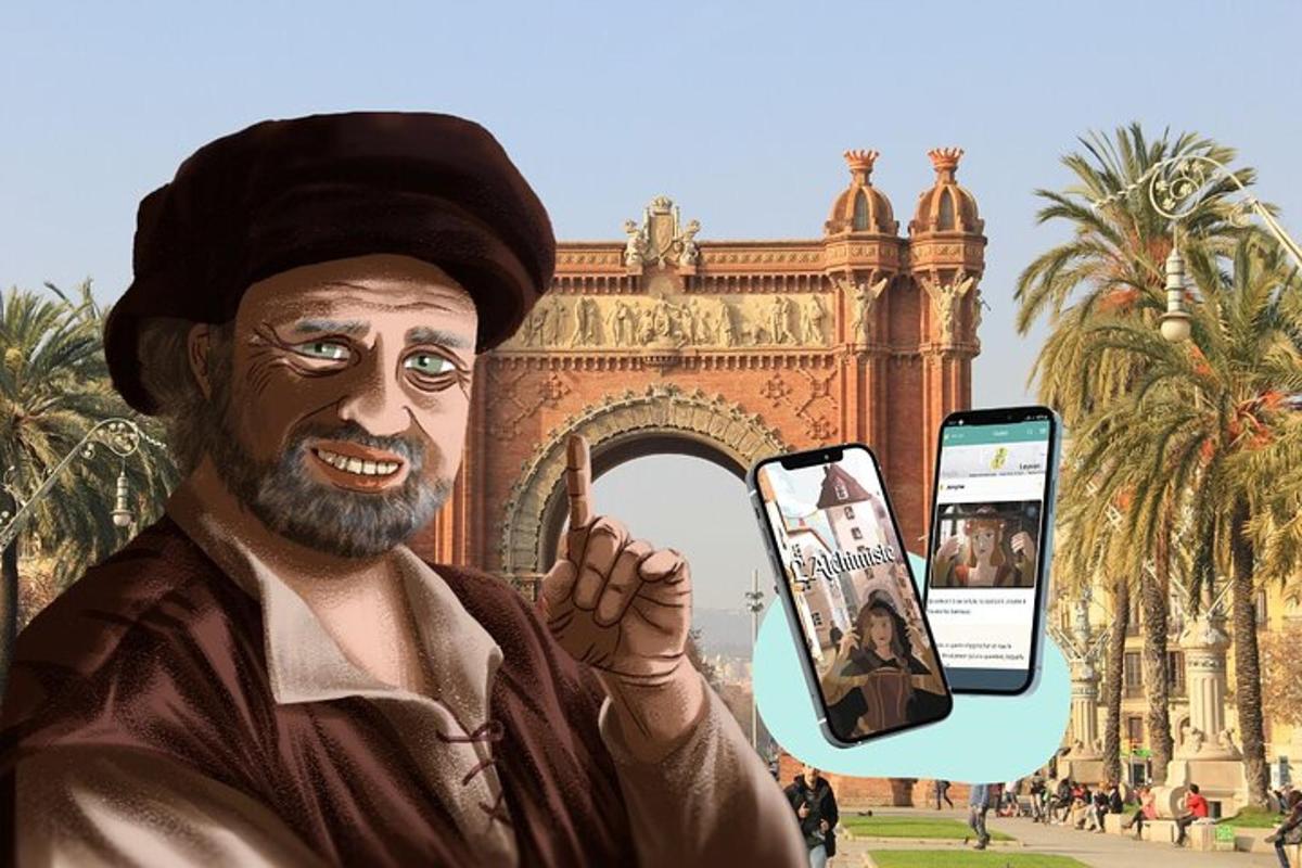 una pintura d'un home sostenint un telèfon mòbil