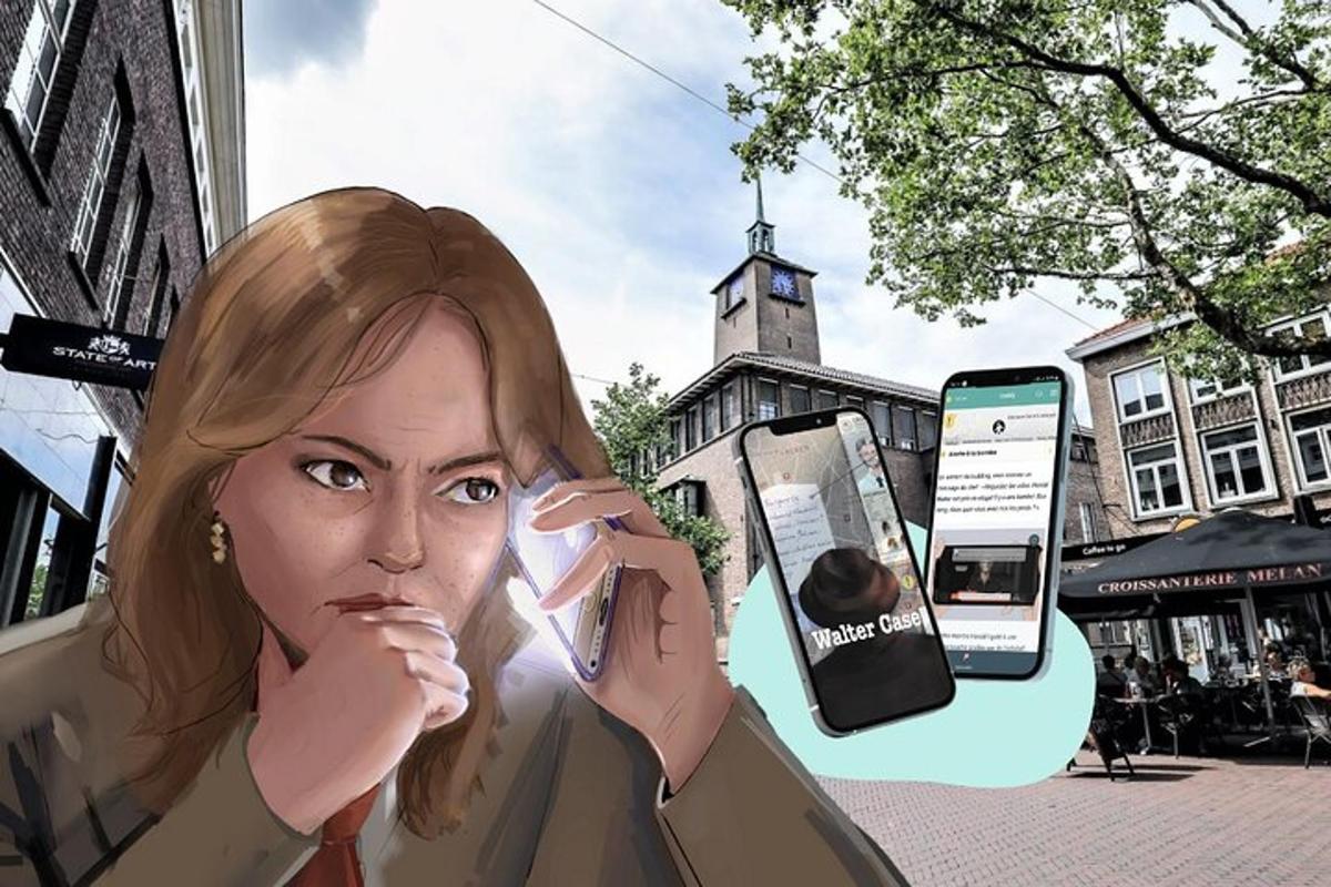 en rendering av en kvinna som pratar i mobiltelefon