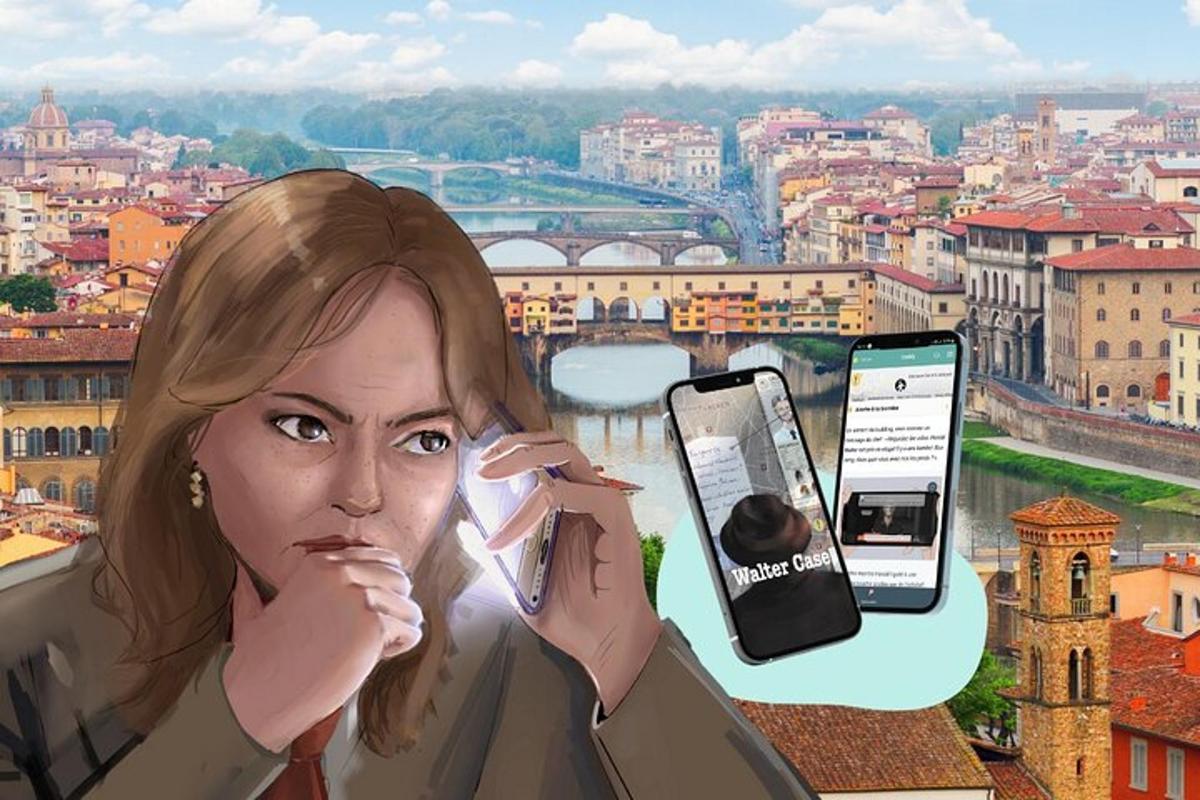 obraz ženy se třemi mobilními telefony