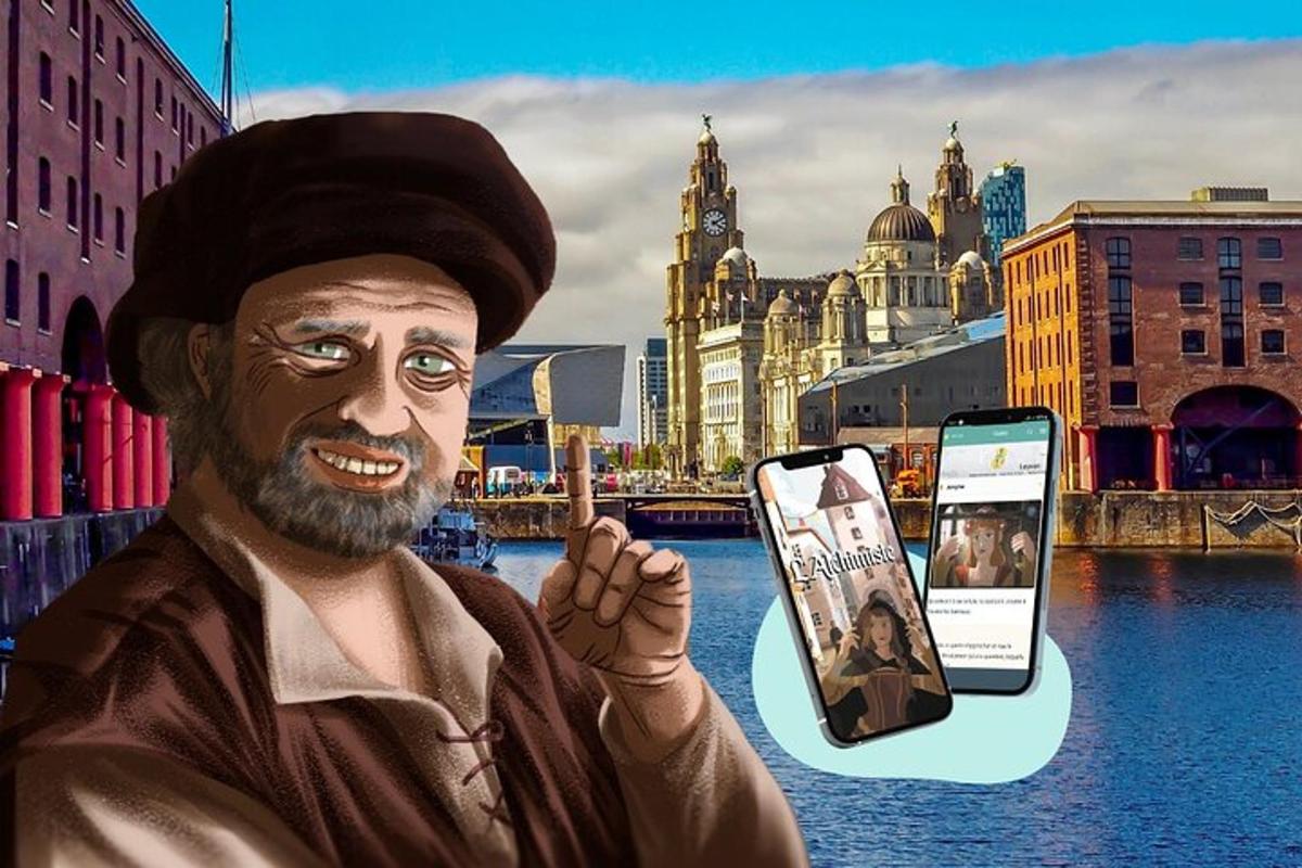 en statue av en mann som holder en mobiltelefon