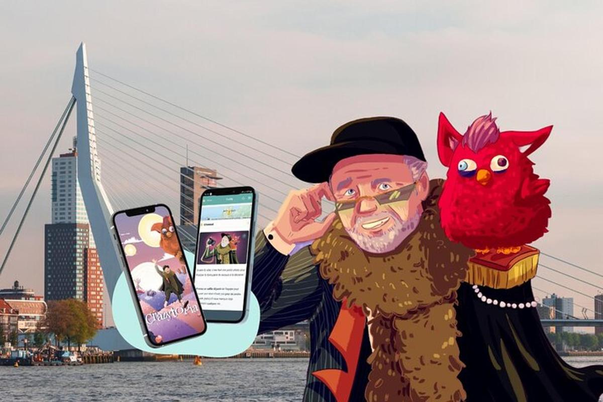 eine Statue eines Mannes, der ein Handy hält