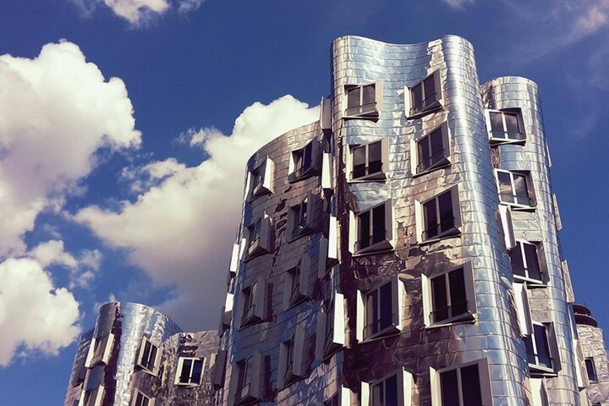 a tall building with windows on the side of it